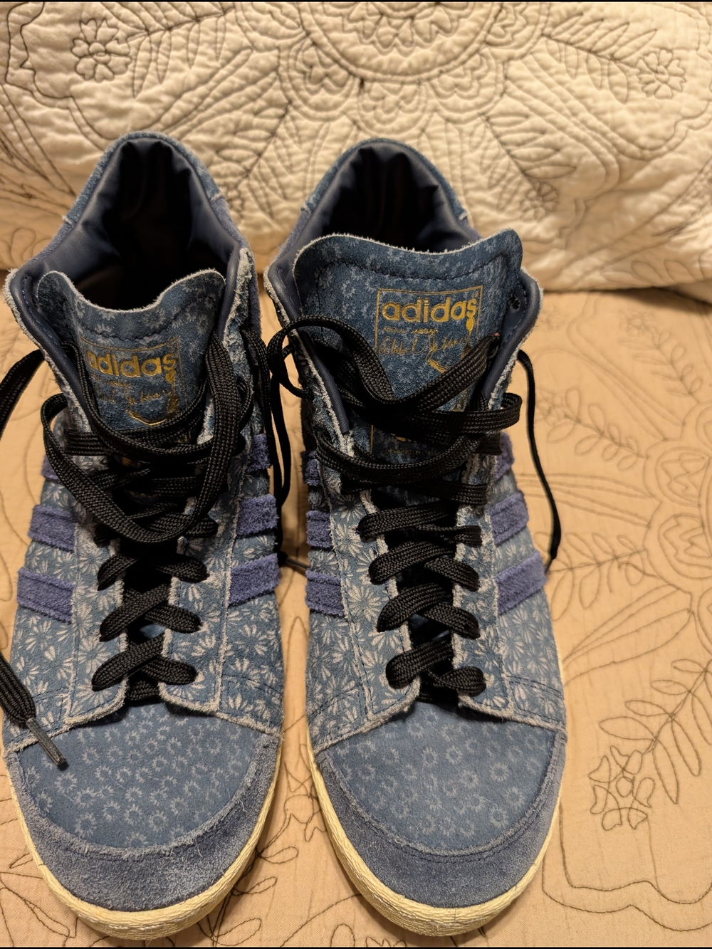 Adidas Mens High-Top Denim Sneakers in Blue